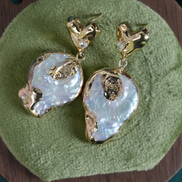 Gold Heart Baroque Pearl Drop Earrings