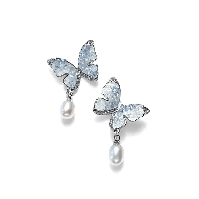 Fairy Wing Pearl Butterfly Earrings