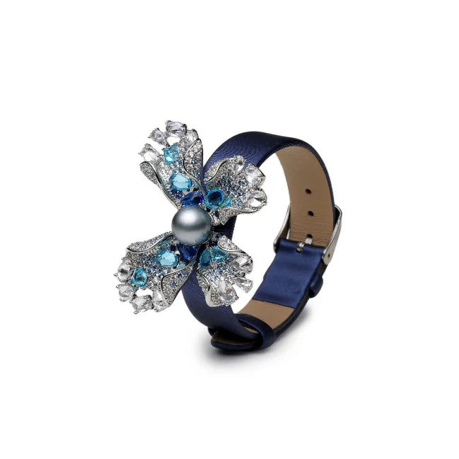 Statement Butterfly Pearl Leather Cuff
