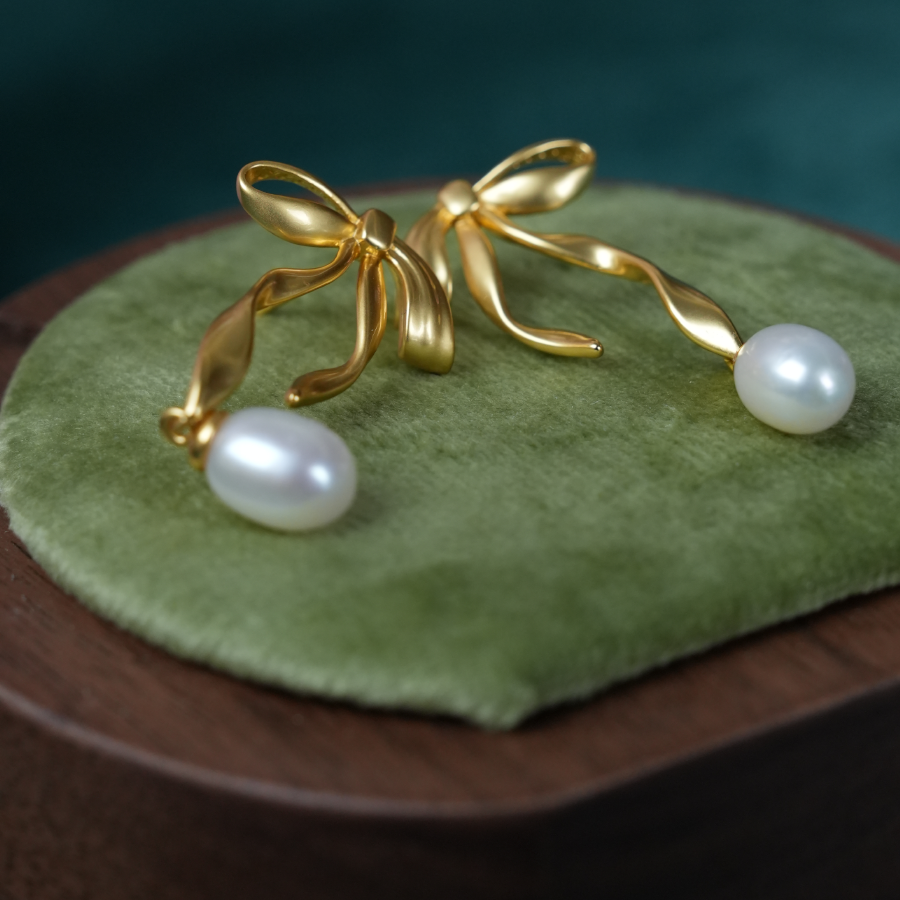 Elegant Bowknot Natural Pearl Jewelry