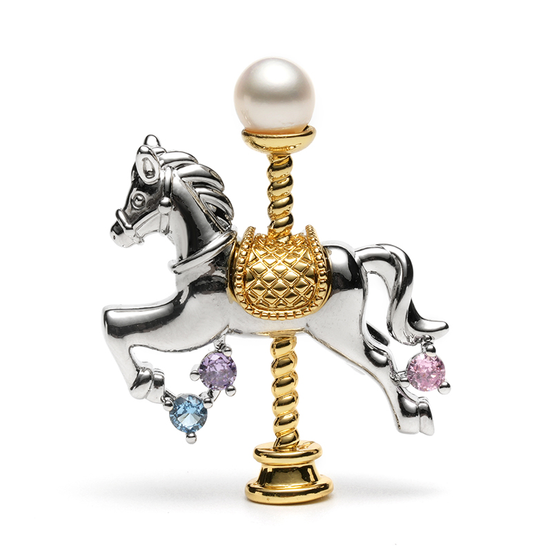 Carousel Whimsy Natural Pearl Pendant