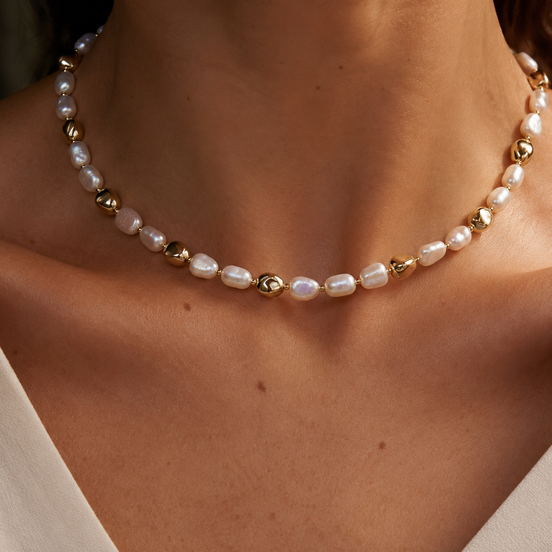 Aura Triple-Strand Natural Pearl Necklace