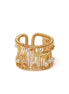 Woven Gold Pearl Open Ring
