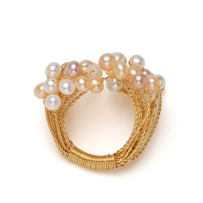 Vintage Pearl Cluster Wire Ring