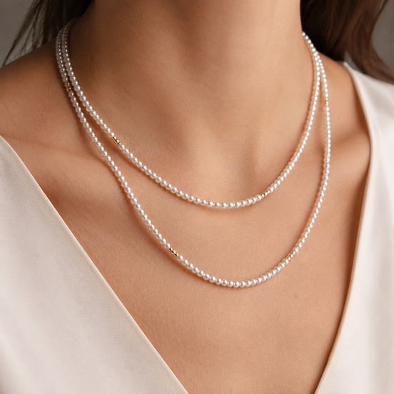 Aura Triple-Strand Natural Pearl Necklace