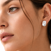 Silver Freshwater Core-Shaped Baroque Earrings