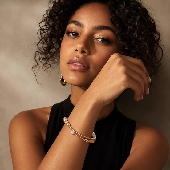 Multi-Color Pearl Wire Wrapped Bangle