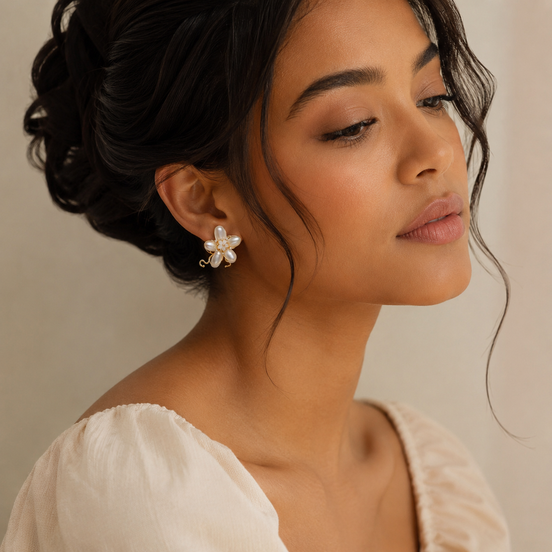Floral Natural Pearl Earrings