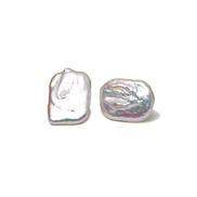Silver Freshwater Core-Shaped Baroque Earrings