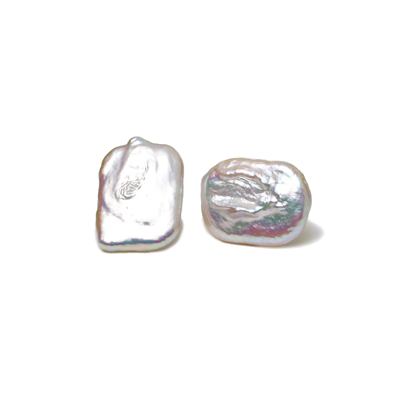 Silver Freshwater Core-Shaped Baroque Earrings
