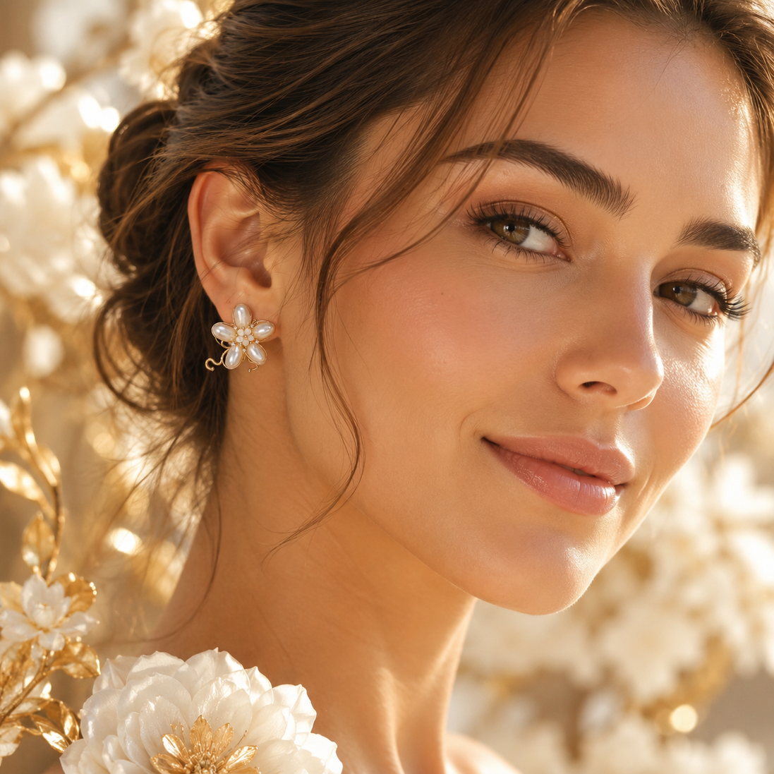 Floral Natural Pearl Earrings