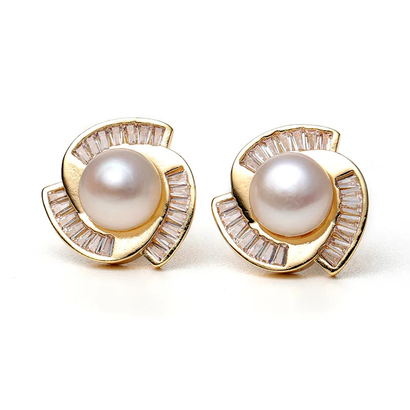3-Piece Jewelry Set, Crystal-Inlay Dynamic Swirl-Design - Pendant, Stud Earrings, Ring