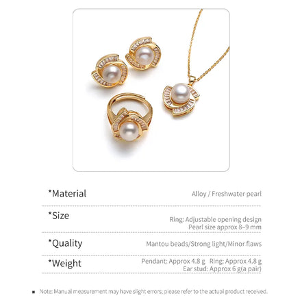 3-Piece Jewelry Set, Crystal-Inlay Dynamic Swirl-Design - Pendant, Stud Earrings, Ring