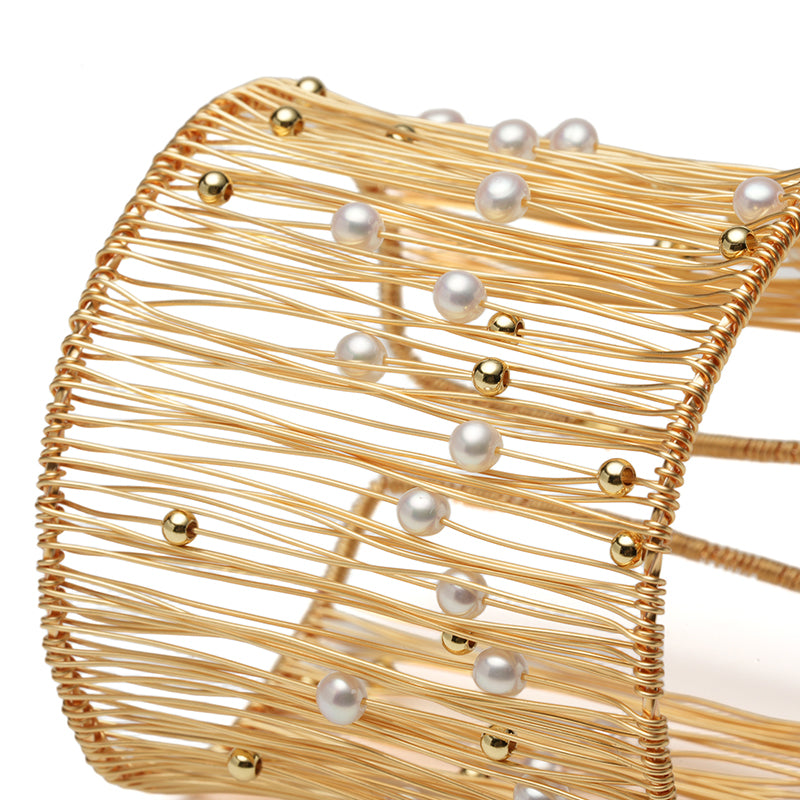 Astra Wire-Wrapped Natural Pearl Cuff