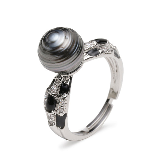 Vintage Deco Natural Black Pearl Ring
