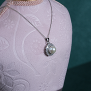 Classic Pearl & Diamond Halo Necklace