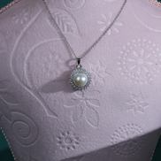 Classic Pearl & Diamond Halo Necklace