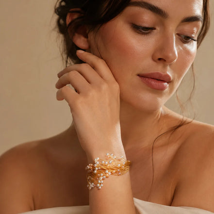 Artisan Wire-Wrapped Pastel Natural Pearl Cuff