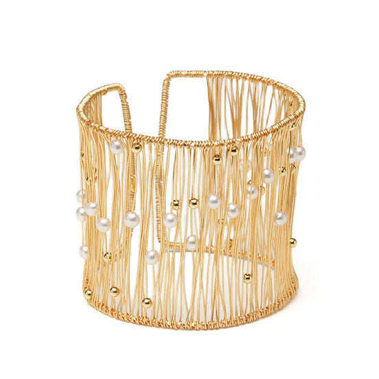 Astra Wire-Wrapped Natural Pearl Cuff