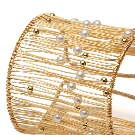 Astra Wire-Wrapped Natural Pearl Cuff