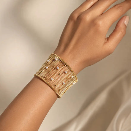 Astra Wire-Wrapped Natural Pearl Cuff
