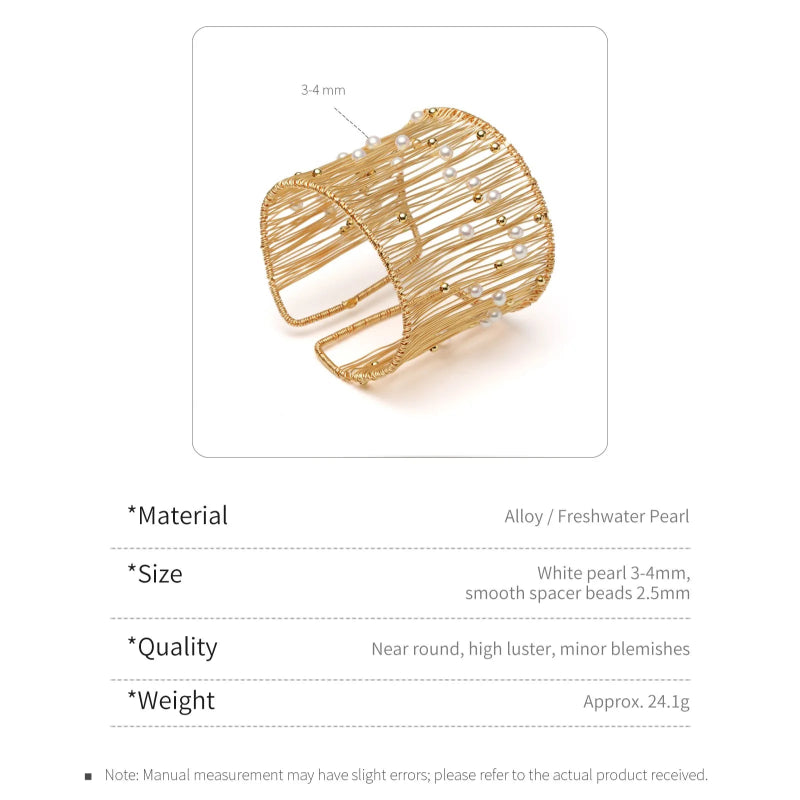 Astra Wire-Wrapped Natural Pearl Cuff