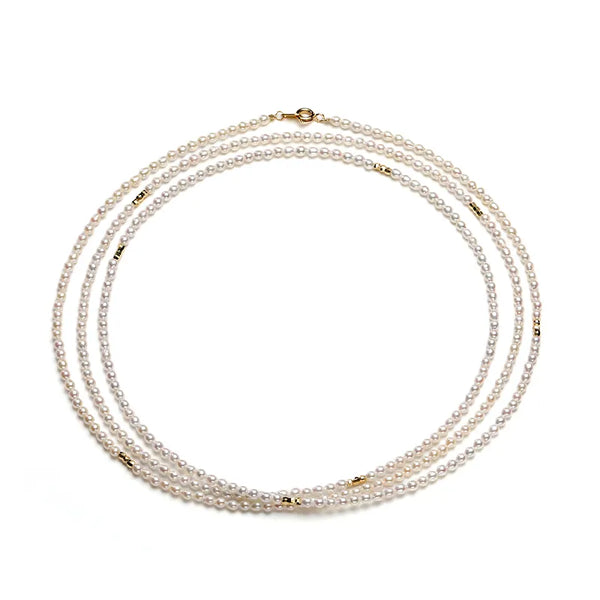 Aura Triple-Strand Natural Pearl Necklace