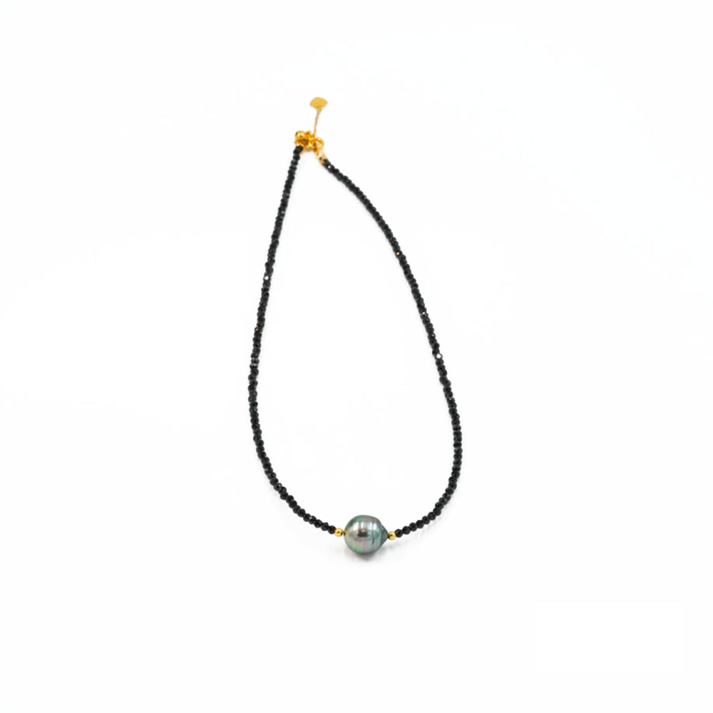 Natural Black Pearl Choker Necklace