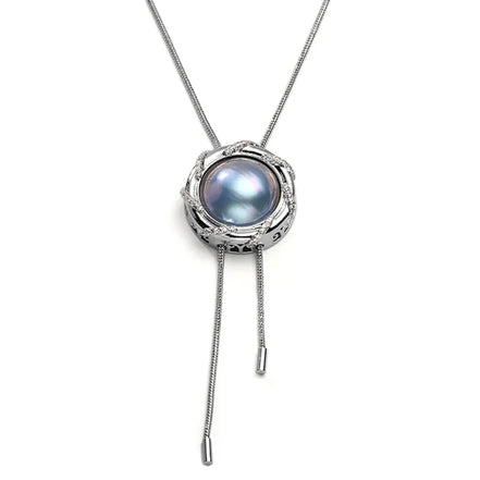 Blue Mabe Pearl Pendant Necklace