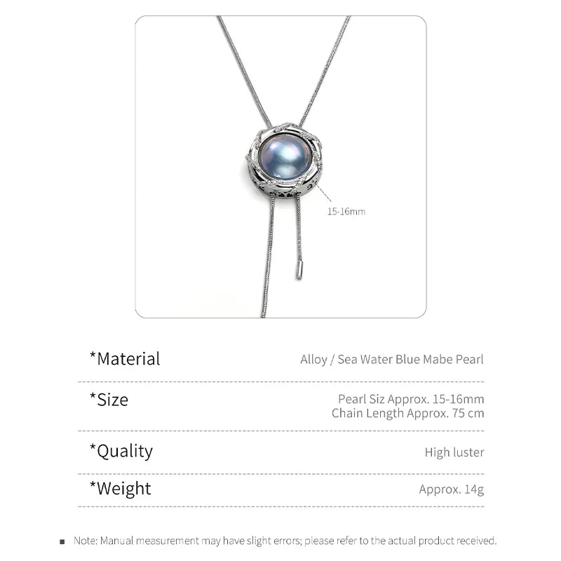 Blue Mabe Pearl Pendant Necklace