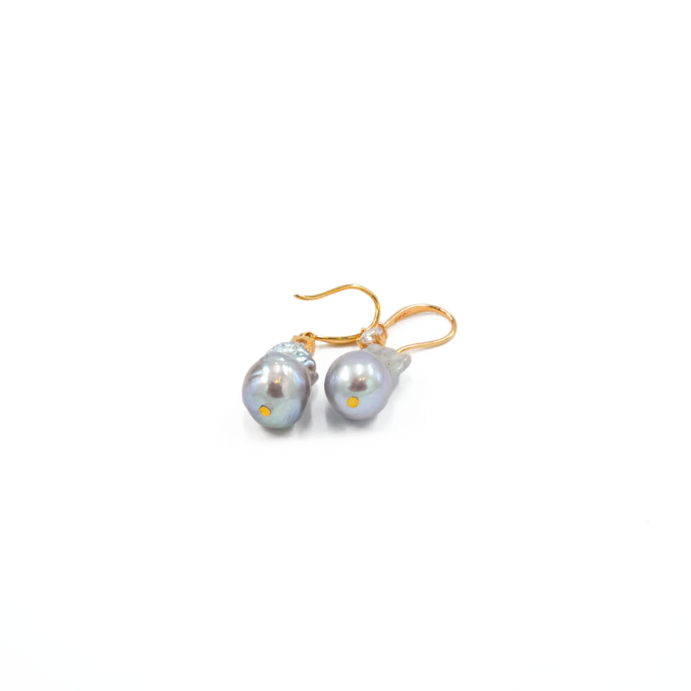 Baroque Grey-Blue Pearl Drop Earrings