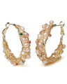 Boho Wire-Wrapped Pearl Hoop Earrings
