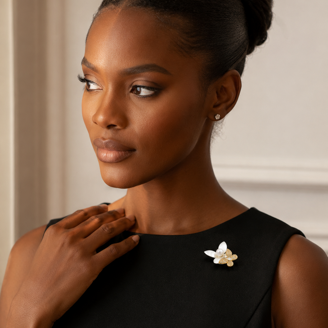Pearl & Butterfly Floral Brooch Pin