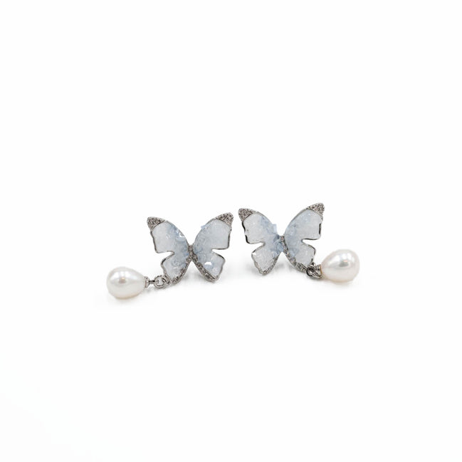 Fairy Wing Pearl Butterfly Earrings