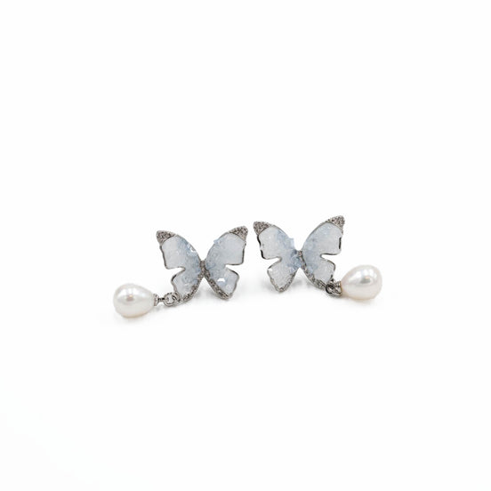 Fairy Wing Pearl Butterfly Earrings
