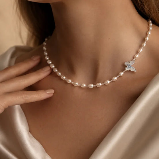 Butterfly Pearl Necklace
