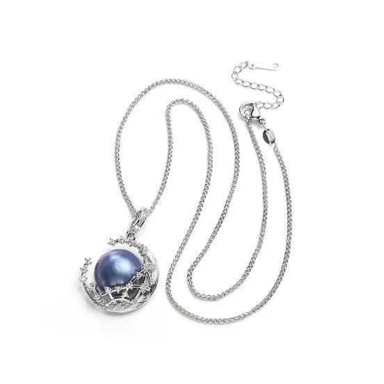 Celestial Moon Grey Pearl Pendant