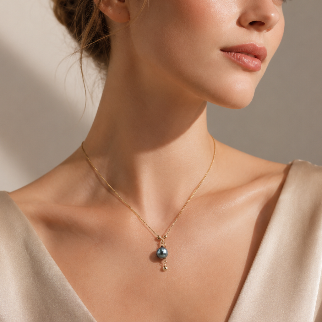 Minimalist Black Baroque Pearl Necklace