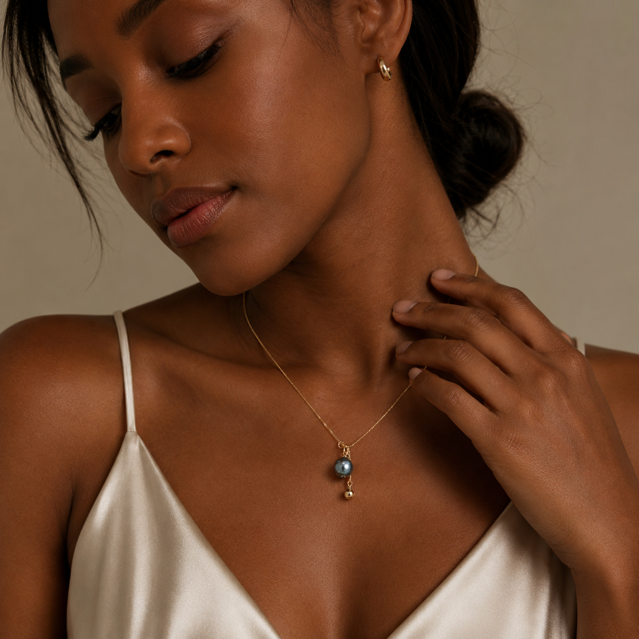 Minimalist Black Baroque Pearl Necklace