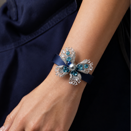 Statement Butterfly Pearl Leather Cuff