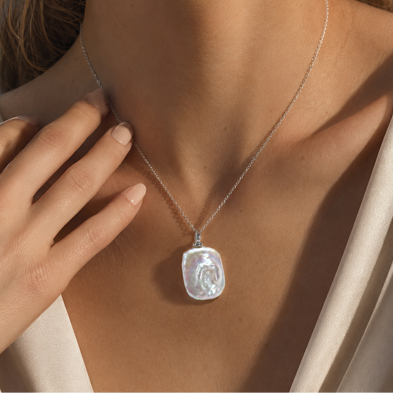 Multigem Embedded Baroque Pearl Necklace