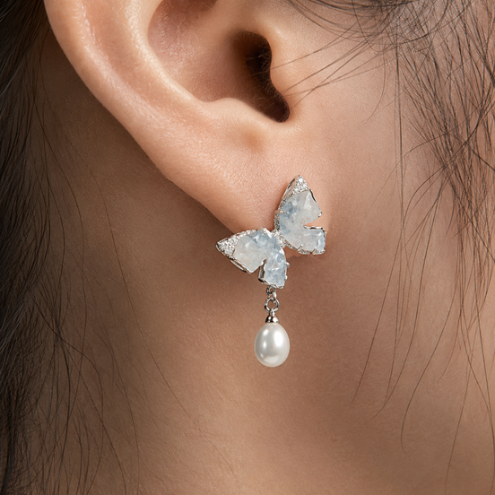 Fairy Wing Pearl Butterfly Earrings
