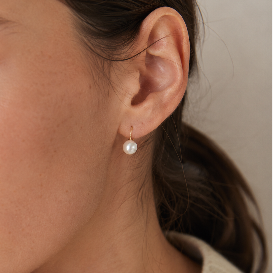 Minimalist Gold Hook Pearl Earrings