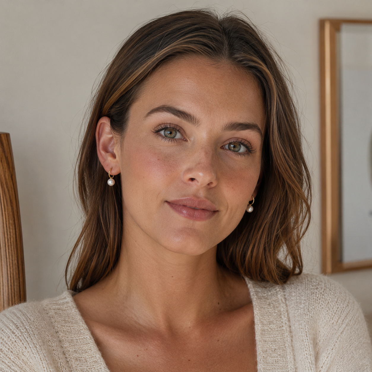 Minimalist Gold Hook Pearl Earrings