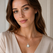 Emerald Halo Pearl Pendant Necklace