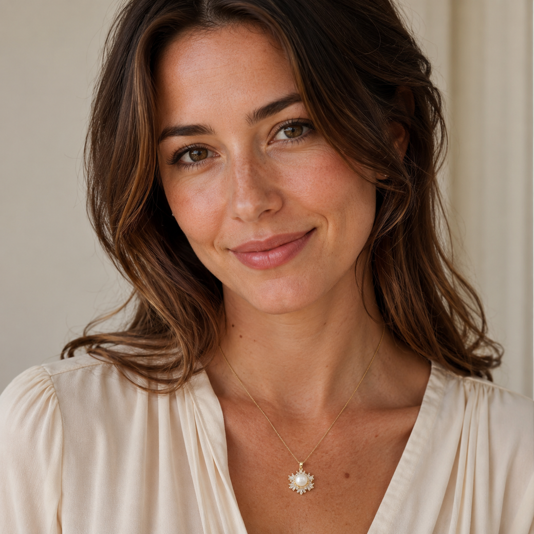 Brilliant Sunburst Natural Pearl Necklace