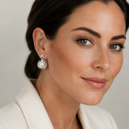 Vintage Emerald Pearl Drop Earrings