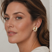 Gold Fairy Wing Pearl Drop Earrings