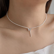 Iris Butterfly Natural Pearl Lariat Necklace