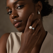 Natural Mabe Pearl & Aquamarine Ring